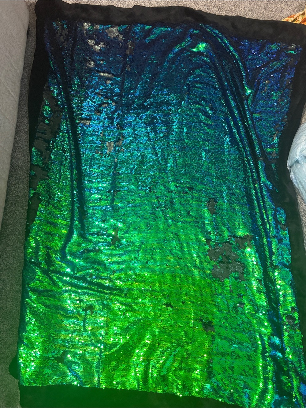 Iridescent Green-Blue Sequin Skirt